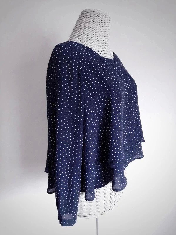 Blaue/petrolfarbene ZARA Basic Langarmbluse | Gr. M | gemustert | mehrlagig