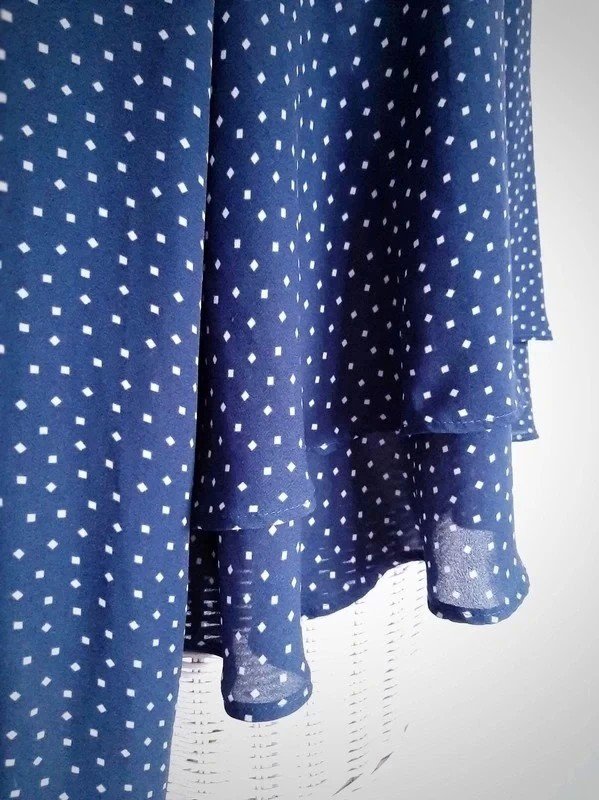 Blaue/petrolfarbene ZARA Basic Langarmbluse | Gr. M | gemustert | mehrlagig