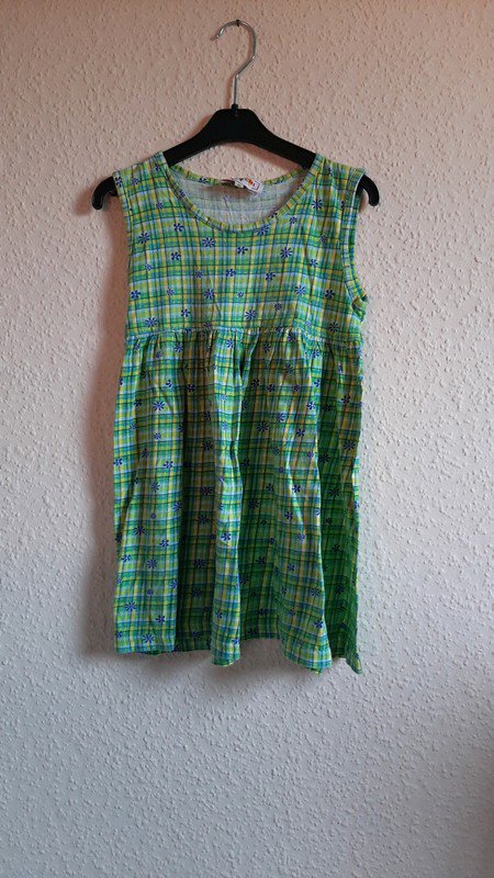 Grün/ gelb kariertes Kleid