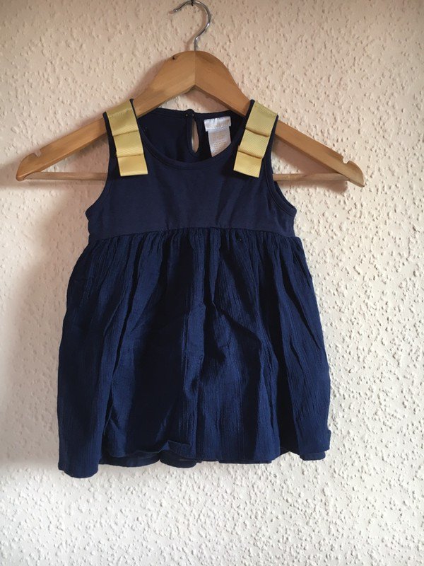 Blau/gelbes Kleid mit Schleifen