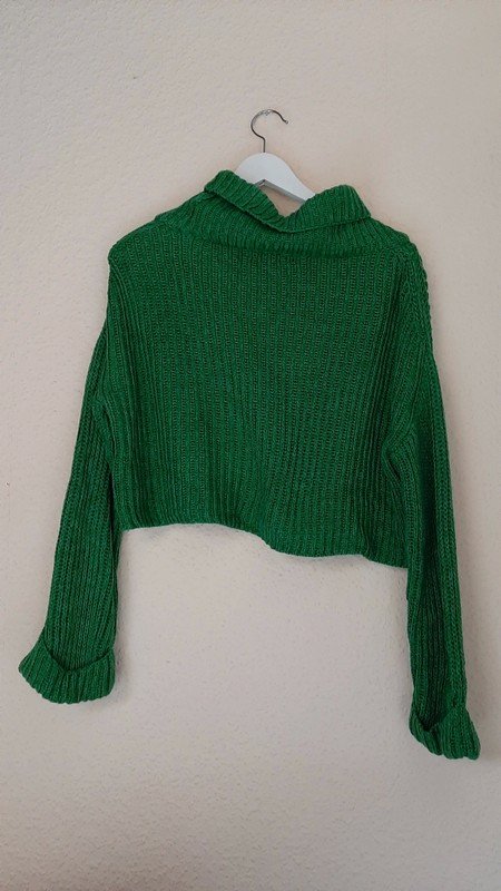 Grüner Strickpullover (cropped)