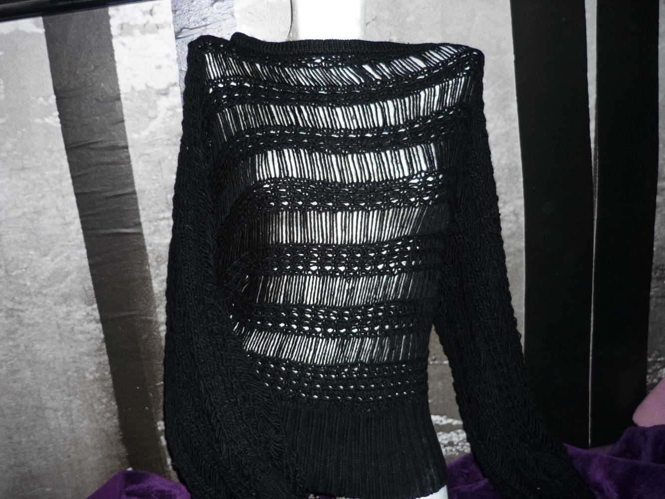 Netzpullover schwarz Gothic Batcave Punk Gr. L= 40