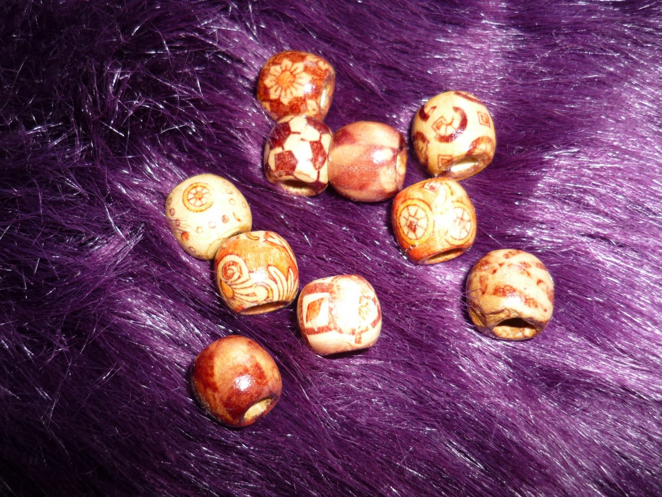 10 Dreadperlen Bartperlen  Holz klein