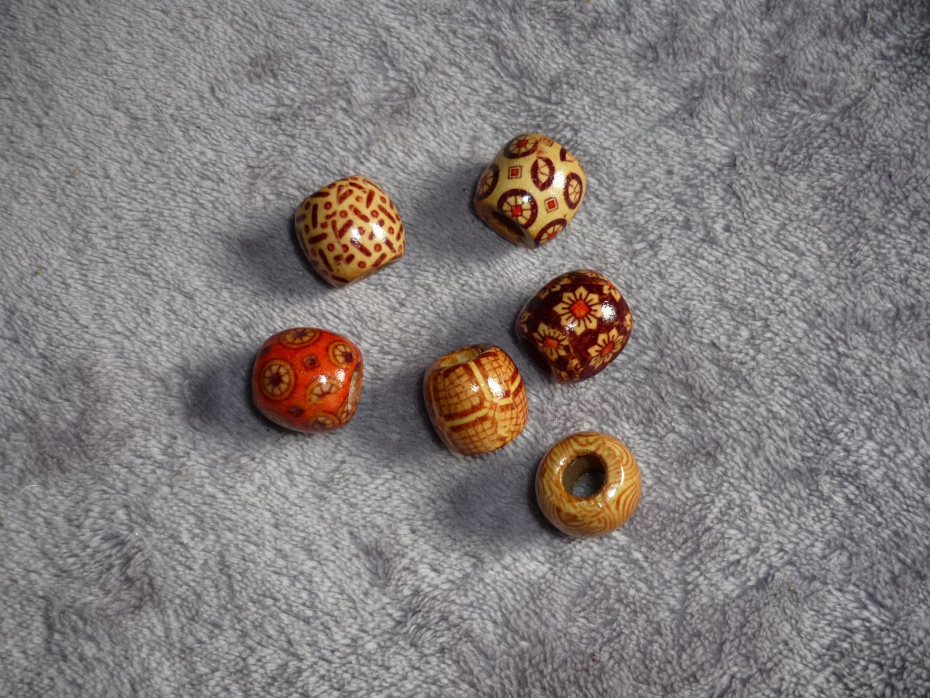6 Dreadperlen Bartperlen Holz