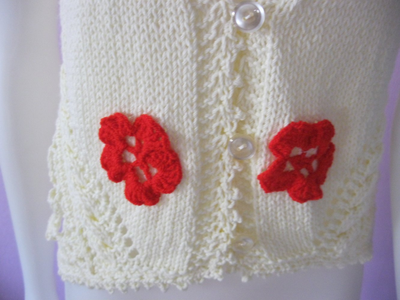 NEU Weste Strick handmade Unikat weiß / rot M-XL