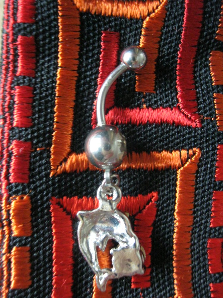 Bauchnabelpiersing # Strasssteine # Delfin