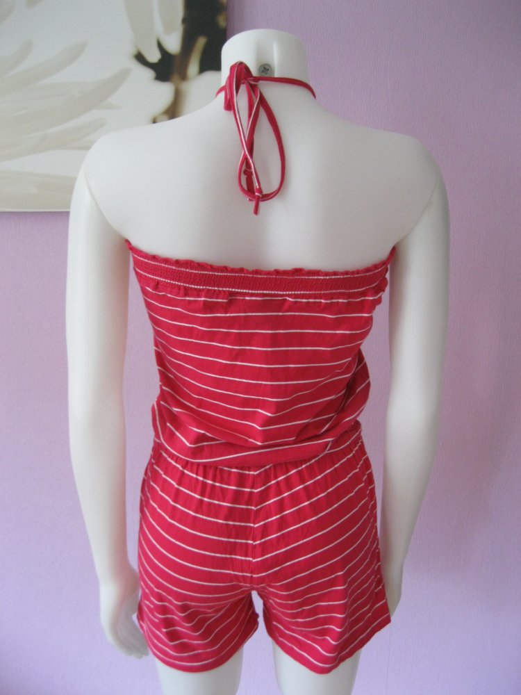 Jumpsuit # kurzer Overall # Blue Motion # gestreift # Rot/Weiß # 34 (XS)