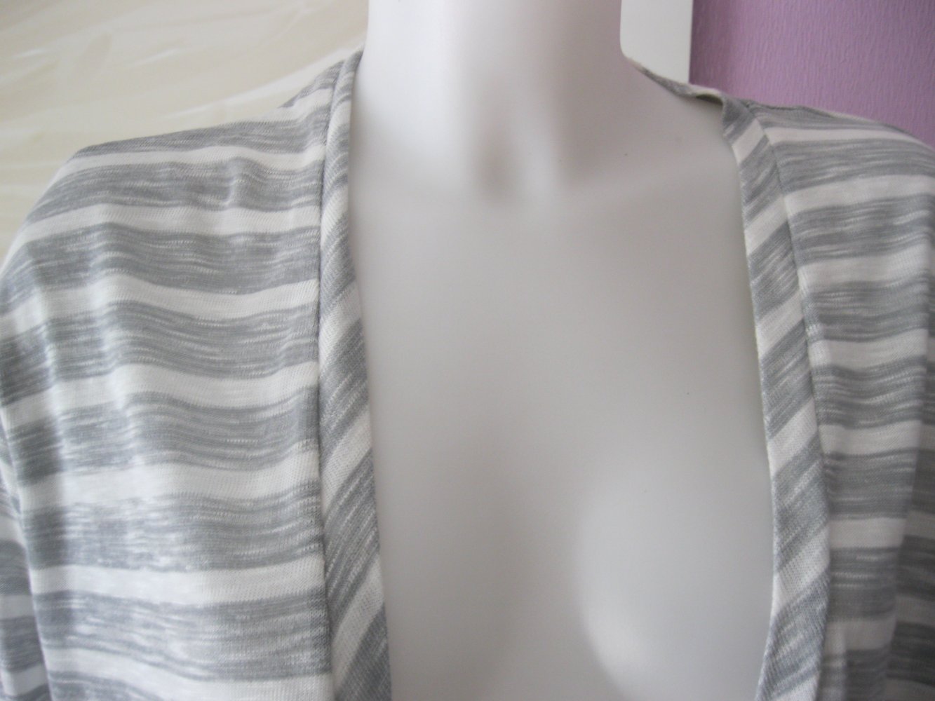 Cardigan/Strickjacke # Esprit # gestreift # Grau/Weiß # M