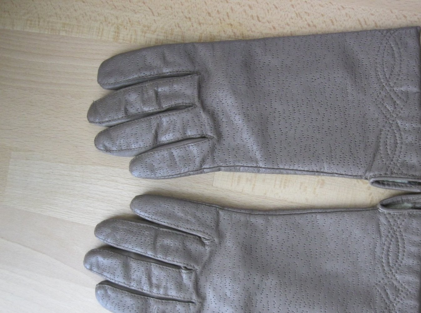 Lederhandschuhe # beige/grau # Gr. 7 1/2