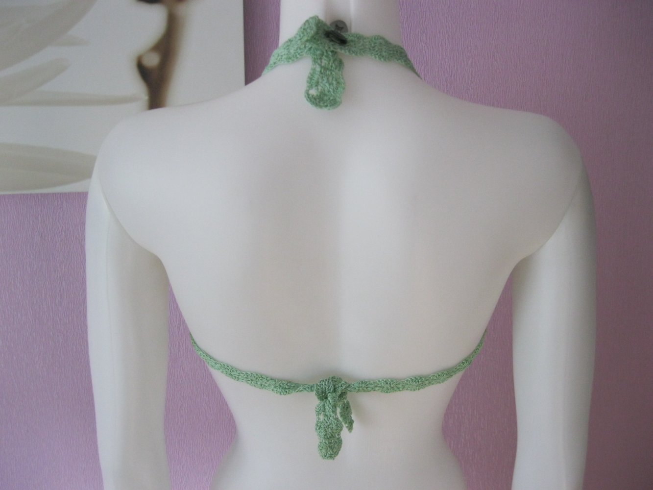 NEU BH-Top / Bikini-Oberteil Handmade Retro-Design Lindgrün A-Cup/B-Cup