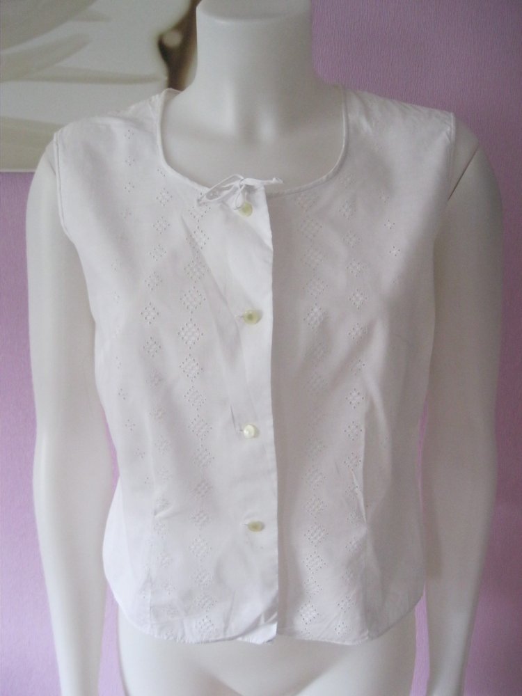 Bluse # Top # ärmellos # Lochmuster # Weiß # 38/40