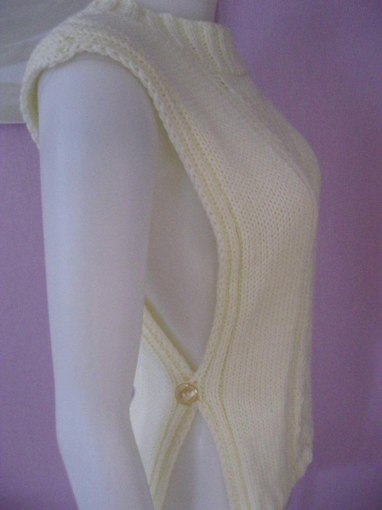 Overshirt/Pulli Stehkragen Strick mit Handstulpen creme Vintage S/M