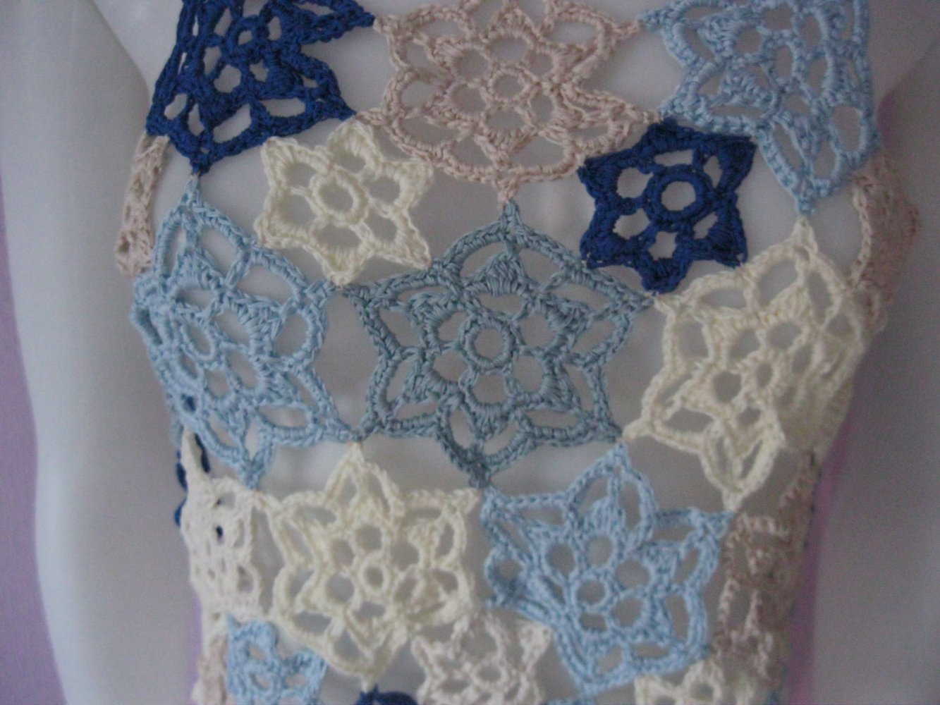 NEU Tanktop Blumen Handmade Baumwolle S-M