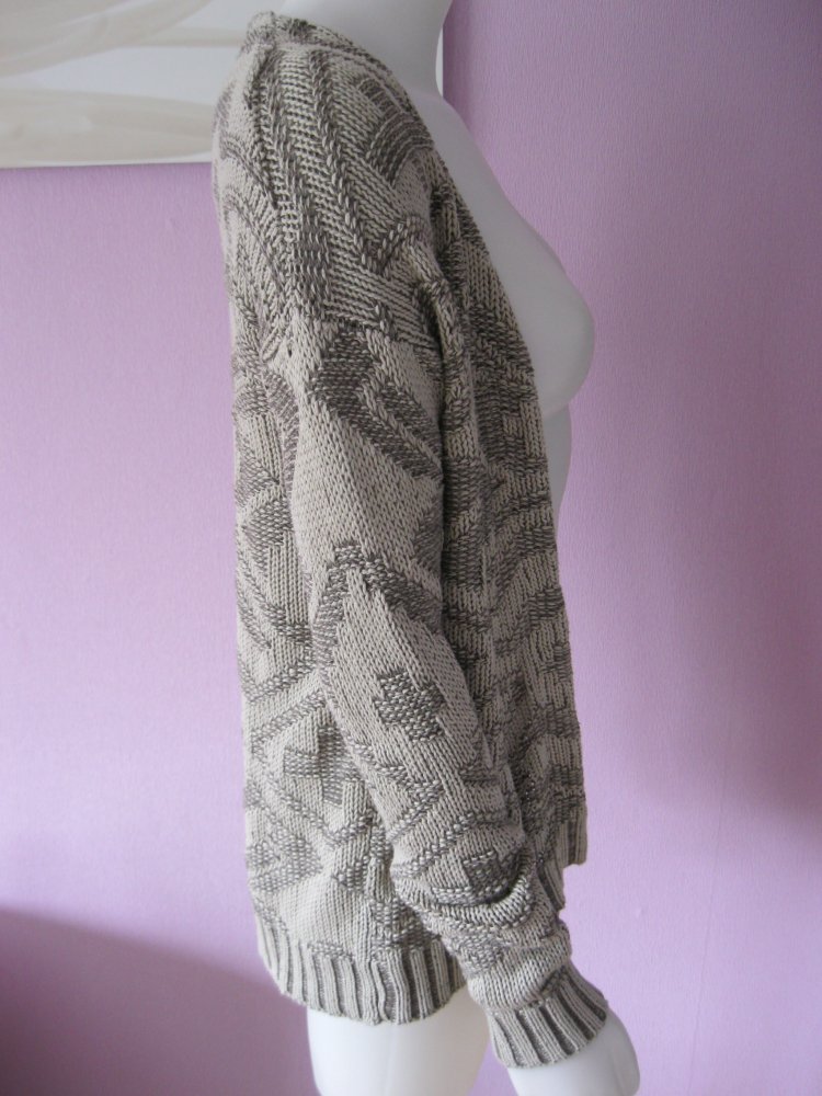 Strickjacke # Cardigan # Chicoree # grau/natur # S/oversize