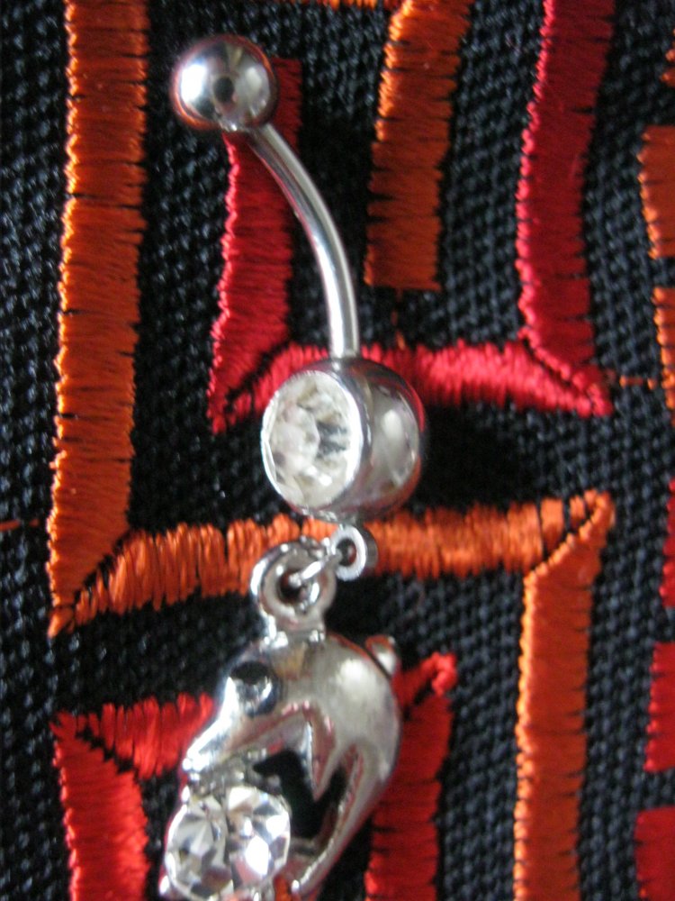 Bauchnabelpiersing # Strasssteine # Delfin