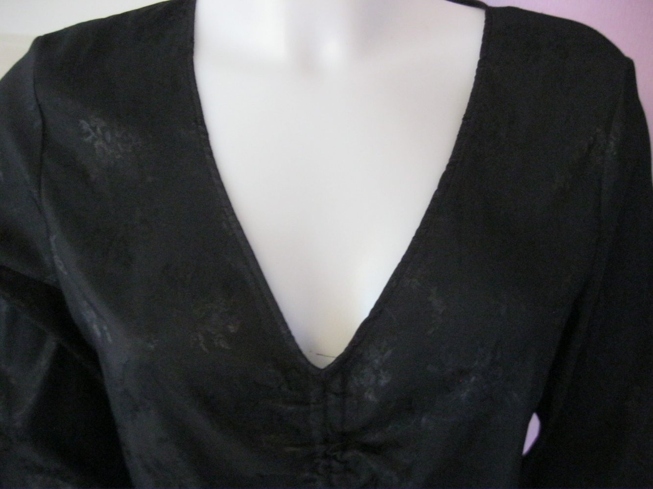 Bluse # Divided # H&M # cropped # Schwarz # Blumen # 36