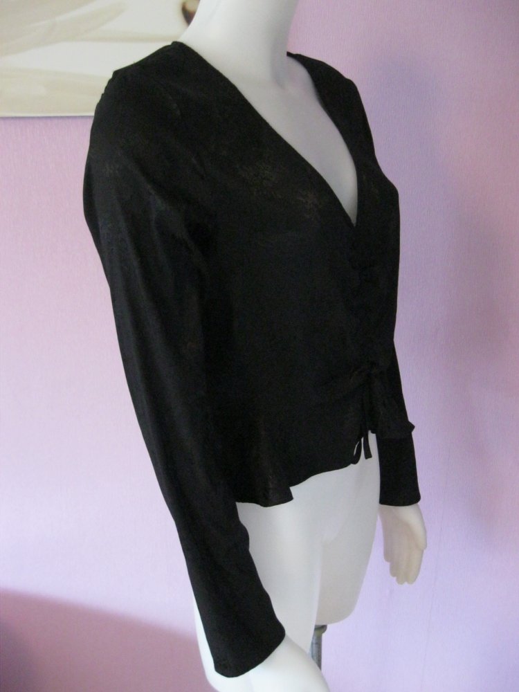 Bluse # Divided # H&M # cropped # Schwarz # Blumen # 36