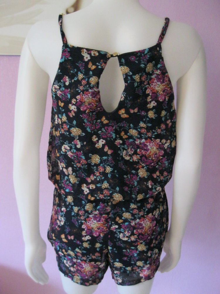 Jumpsuit # Playsuit # kurz # Schulterfrei # Blumen # Blau/Bunt Yun # 36/38