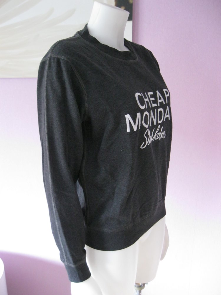 Cheap Monday Sweatshirt Anthrazit/Schwarz Stickerei Baumwolle S