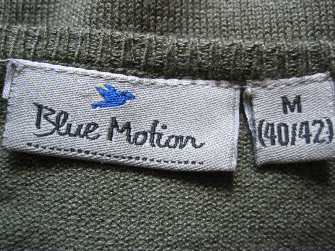 Feinstrickpulli # Blue Motion # 3/4-Arm #  Olivgrün # Viskose # 40/42