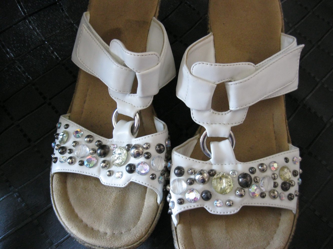 Pantolette/Clogs # Rieker # Blockabsatz # Strasssteine # weiß # 41/42