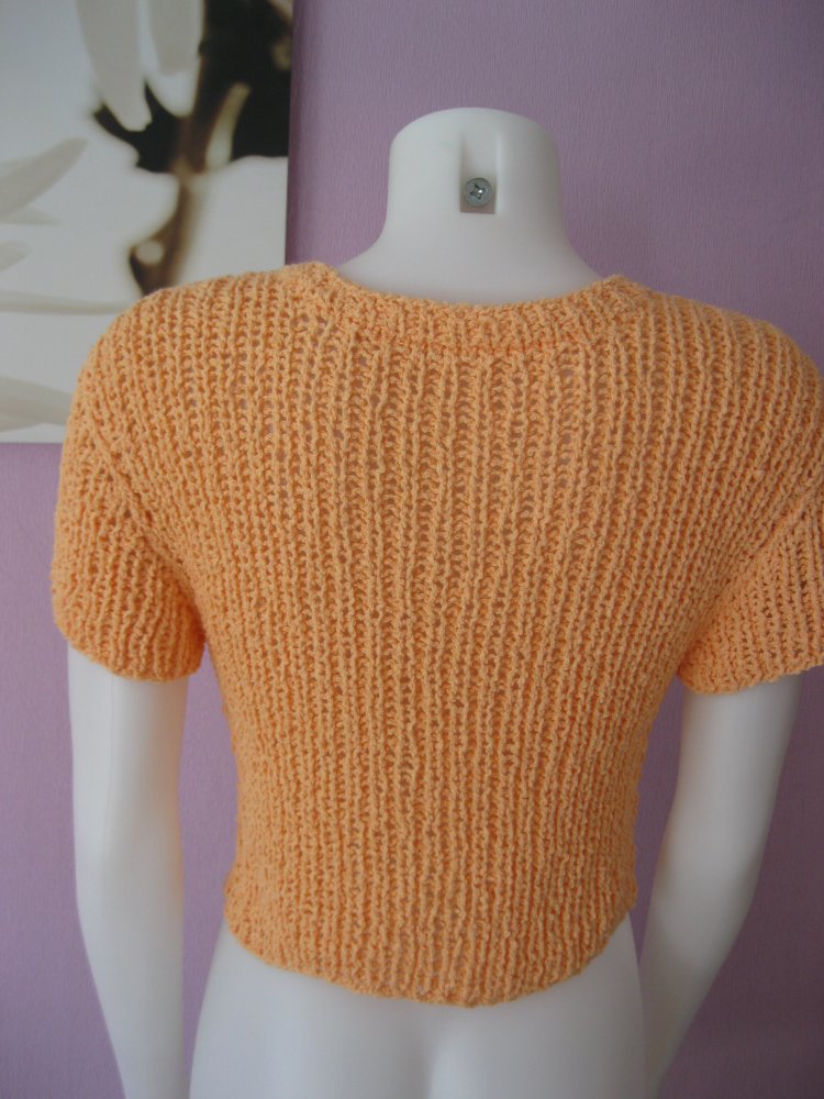 NEU Crop-Pulli Strickpulli Handmade Aprikose kurzärmlig Viskose S/M