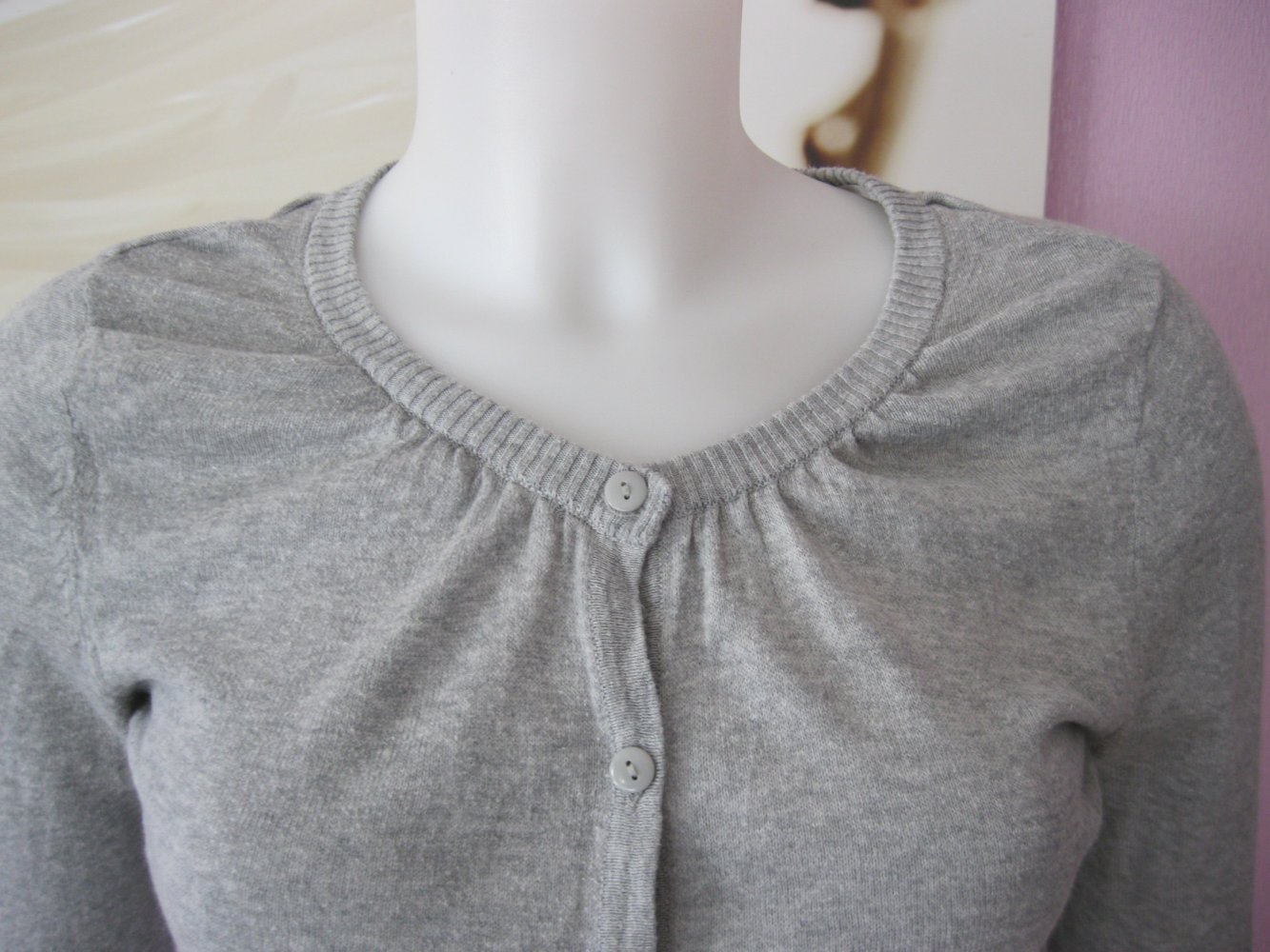 H&M Divided Feinstick-Jacke Cardigan 100% Baumwolle Grau 34 / XS