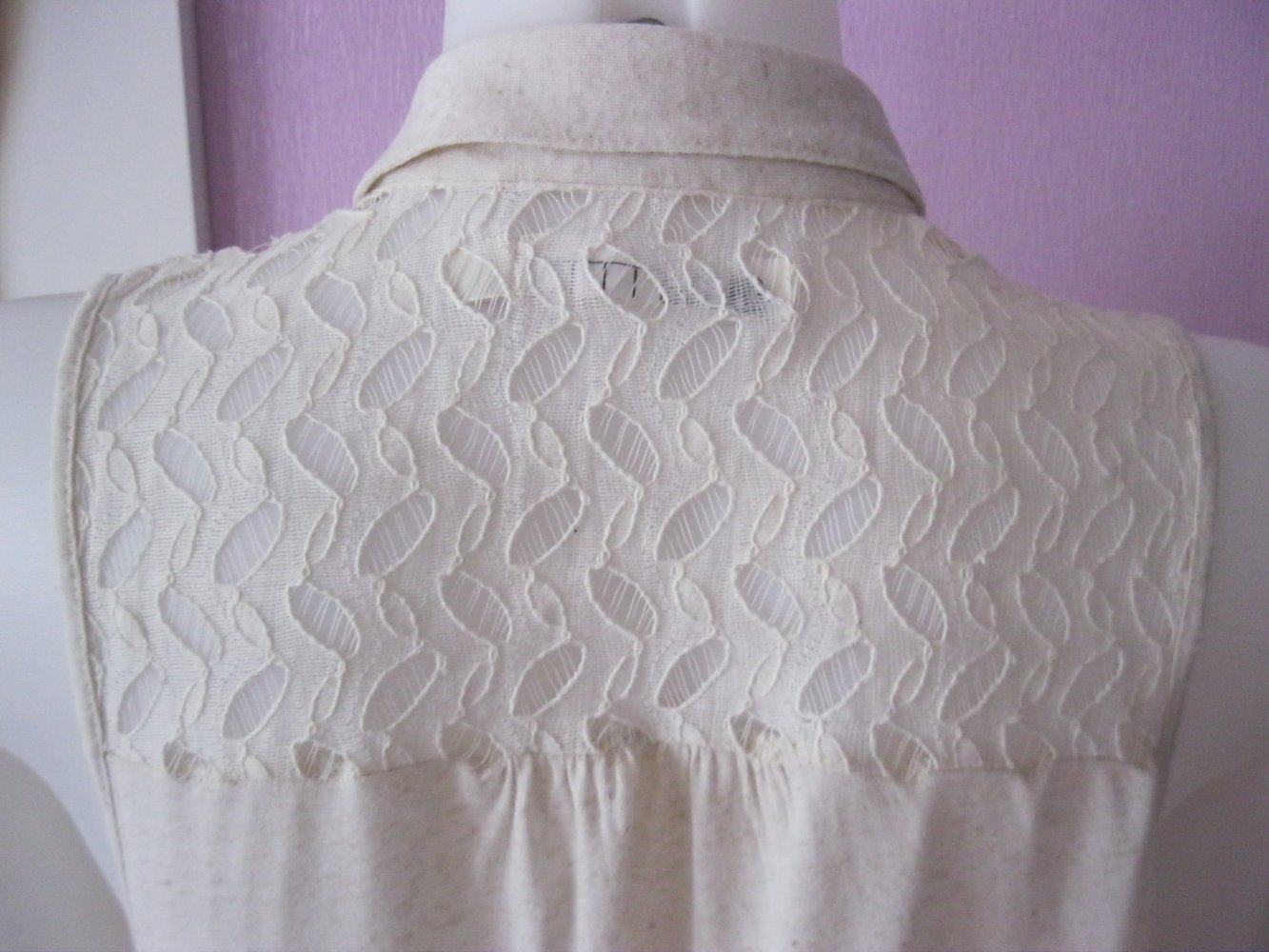 Bluse # ärmellos # Hi-Line # Rayon # Spitze # Beige meliert # XS-L