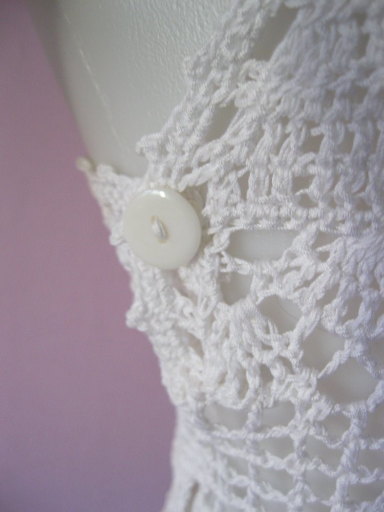 NEU Top Ringershirt Handmade gehäkelt 100% Baumwolle Vintage S/M