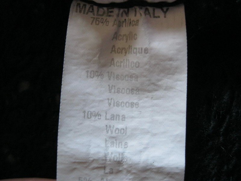 Made In Italy Poncho Strick Lana Alpaka Fransen Schwarz Einheitsgröße