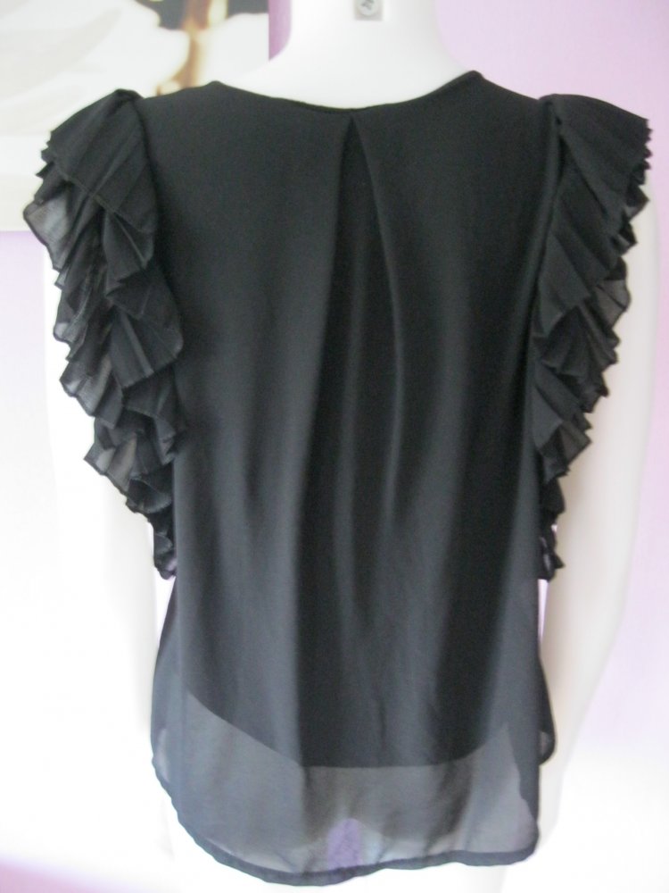 Bluse # Today # Volants # Blusen-Shirt # Ärmellos # Schwarz # M
