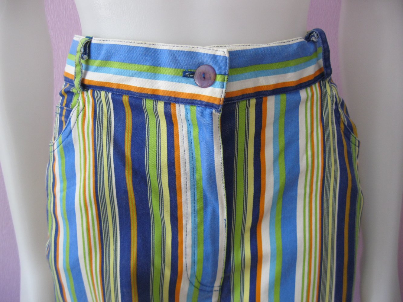 Stoffhose # Boysen's # gestreift # bunt # 97% Baumwolle # 44