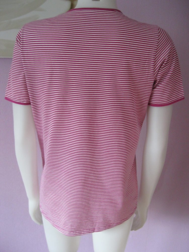 T- Shirt # Night-Shirt # Calida # 100% Baumwolle # gestreift # Pink/Weiß # XS