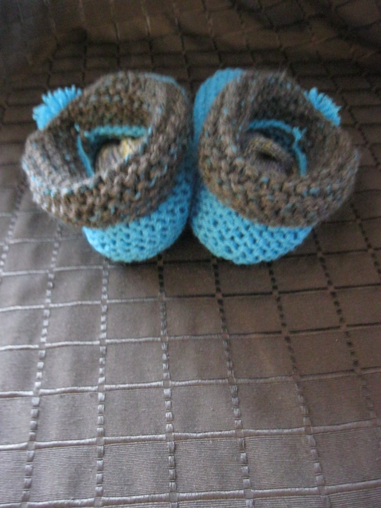 NEU Handmade Hausschuhe/Socken gestrickt Schurwolle/Acryl Türkis/Grau 36-40