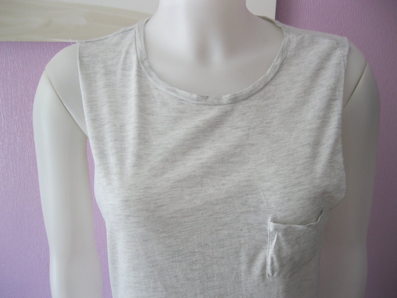 Long-Top # Ärmellos # Divided # Hellgrau meliert # 34