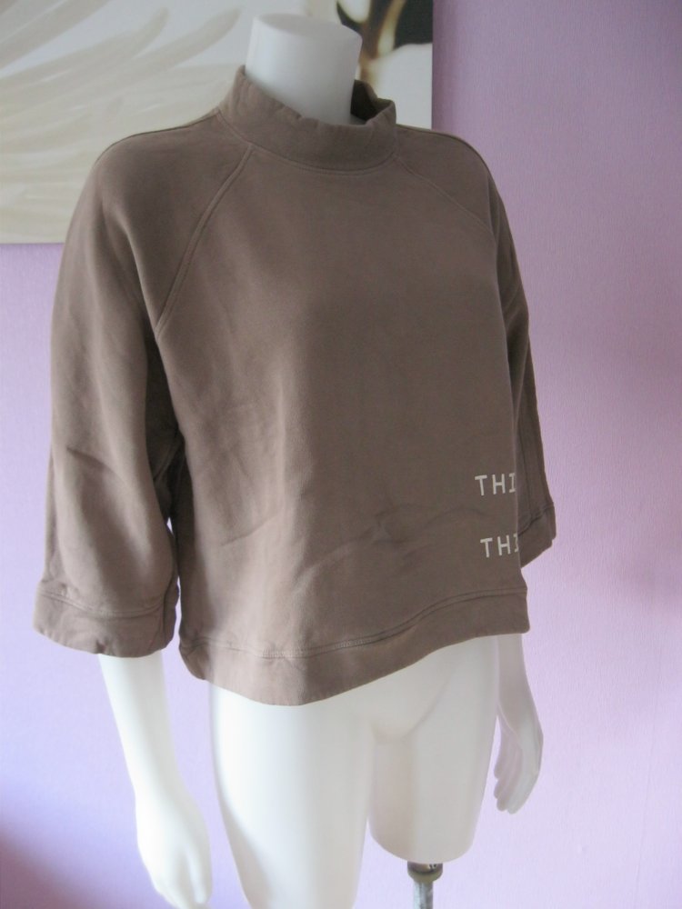 Mango Sweatshirt 3/4-Ärmel 100% Baumwolle Khaki S Oversize