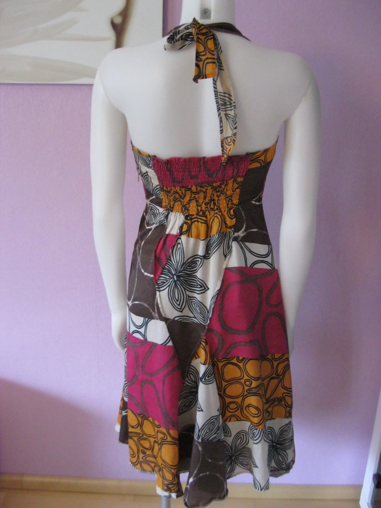 Neckholderkleid # Retro-Design # Kapalua # Seide/Baumwolle # Florales Muster # Bunt # 40