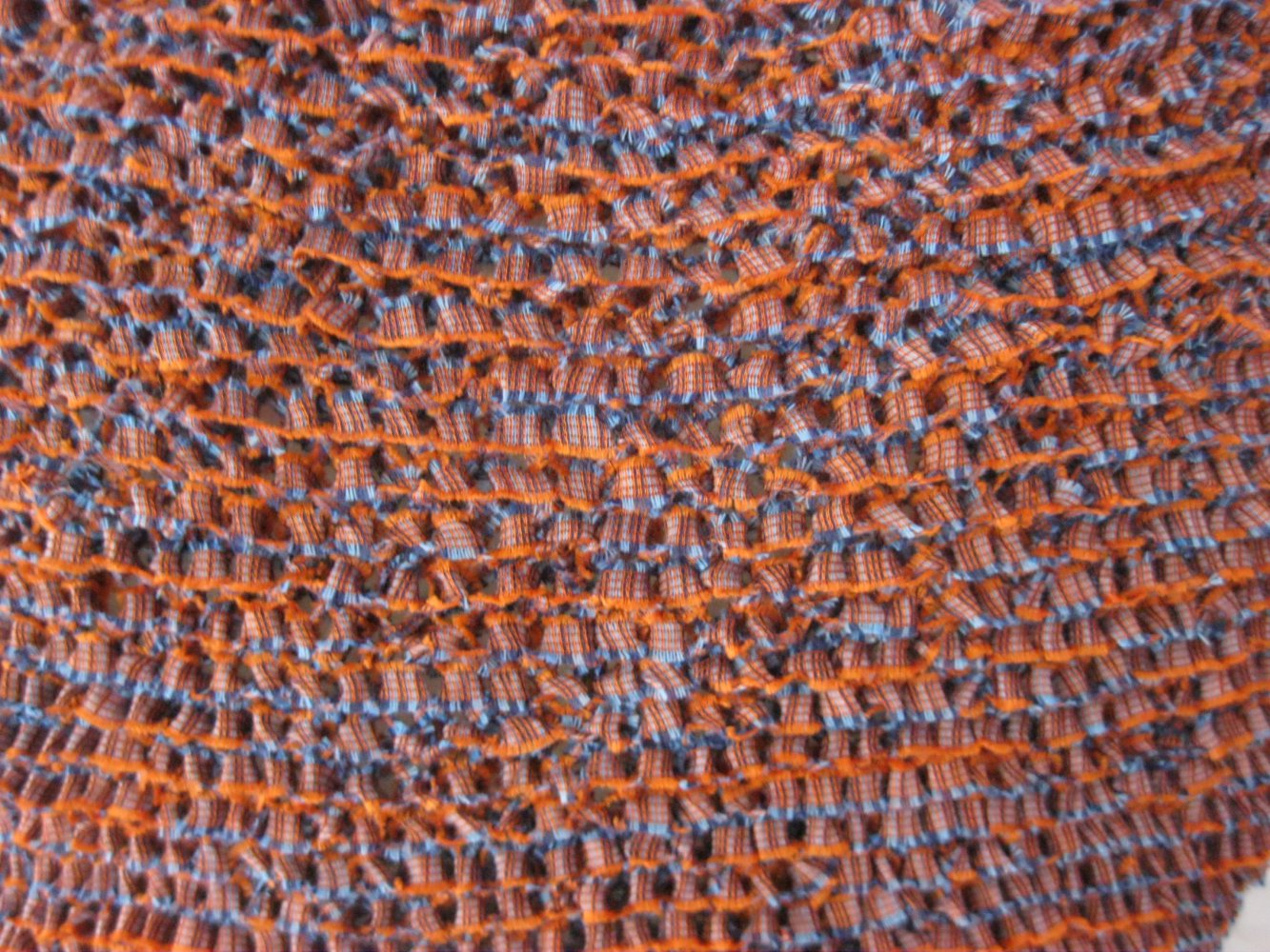 NEU ärmelloser Pulli/Pullunder mit Schal gestrickt Handmade Blau/orange meliert S-L