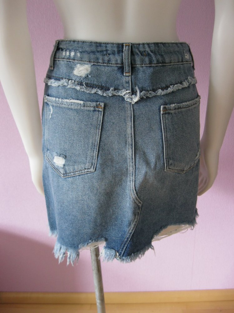 Jeans-Rock # Mini-Rock # Zara trafaluc # Stickerei # Blau # S