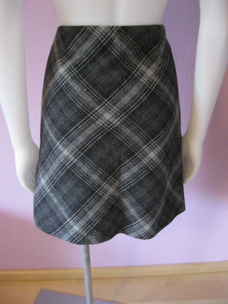 Rock A-Linie # s.Oliver # 60% Wolle # Grau/Schwarz #36