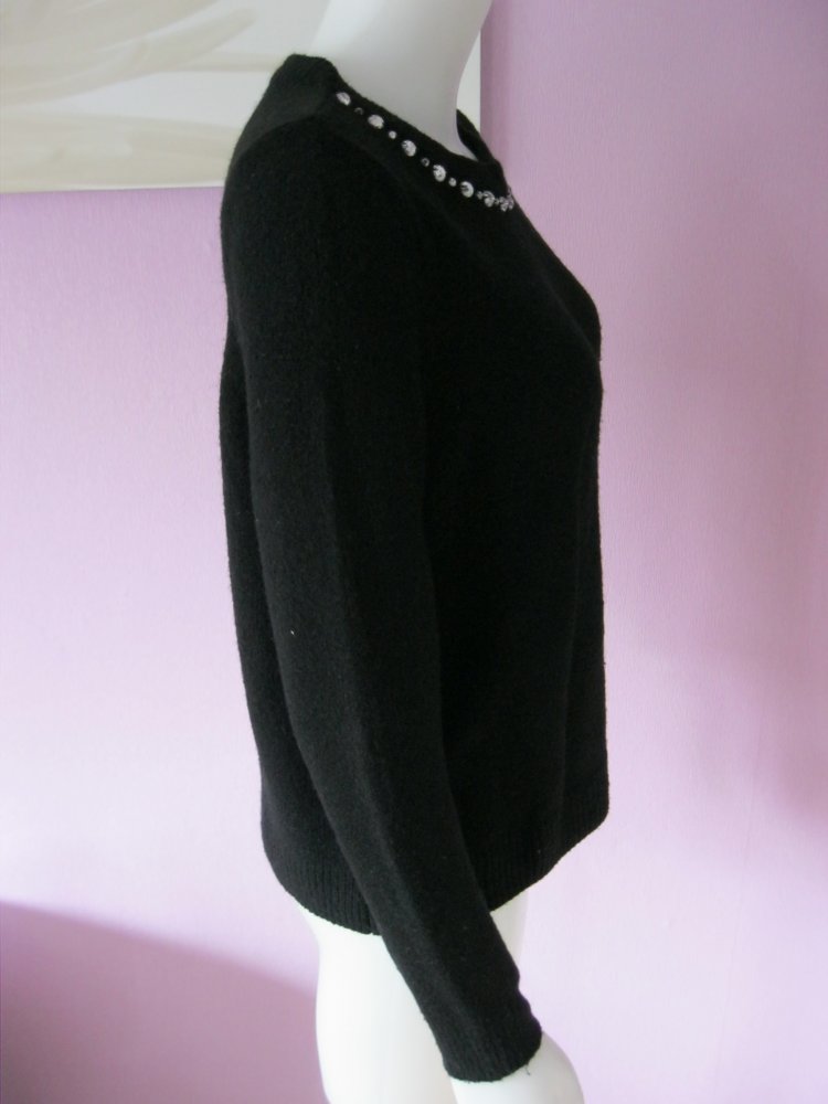 Festlicher Pulli # Strick # H&M # schwarz # Strasssteine # M
