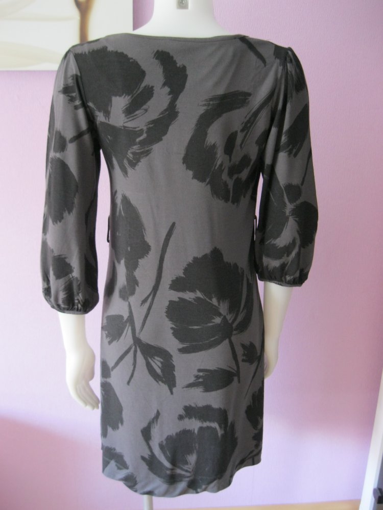 Kleid # Halbarm # Monsoon # Grau/Schwarz # Blumenmuster # 40