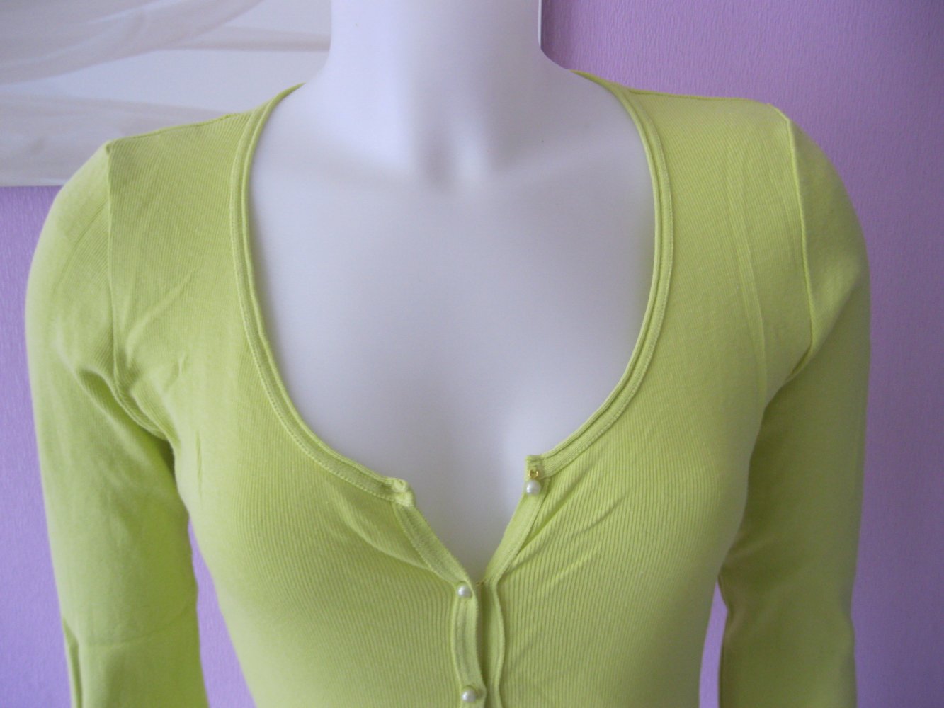 Strickjacke # Cardigan # Neongrün # S