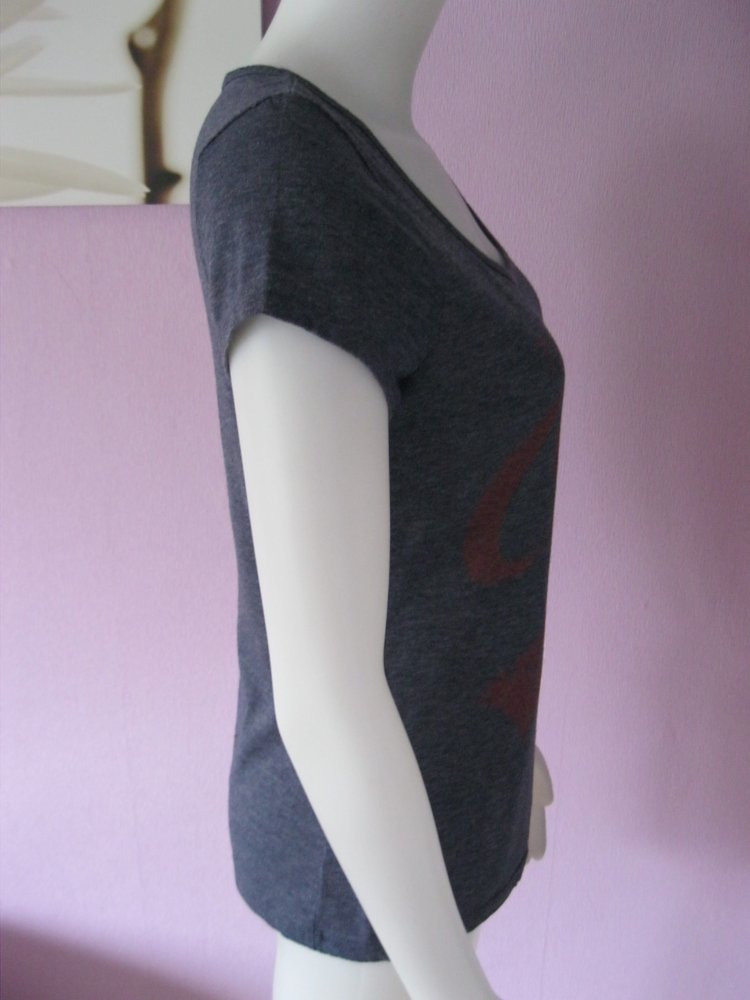 T-Shirt # Only # Blau meliert # Logo-Print rot # L