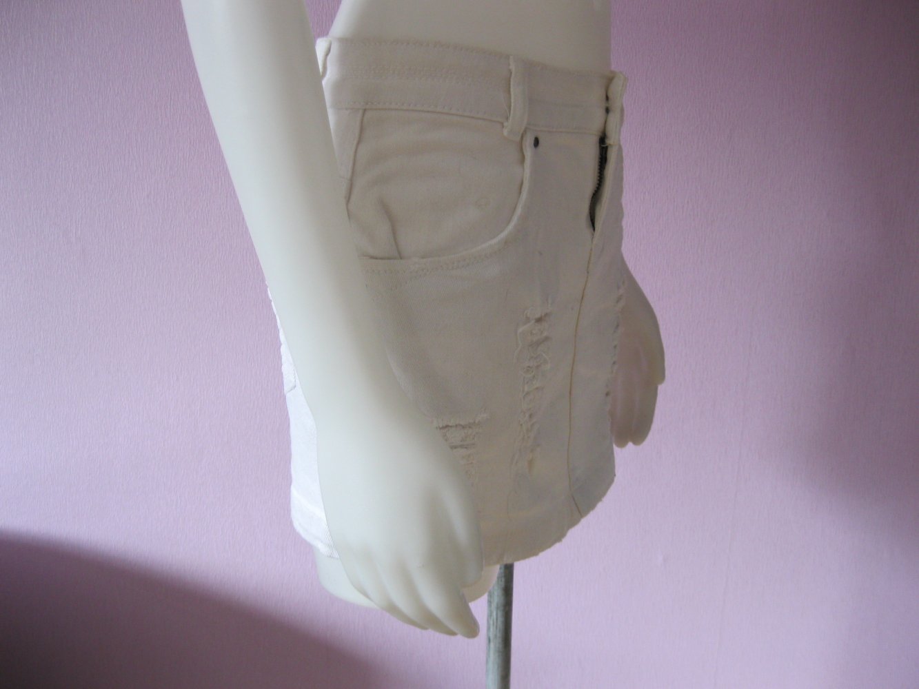 Minirock # Crazy World # Jeans-Rock # Denim # Weiß # Ripped # Baumwolle # 34