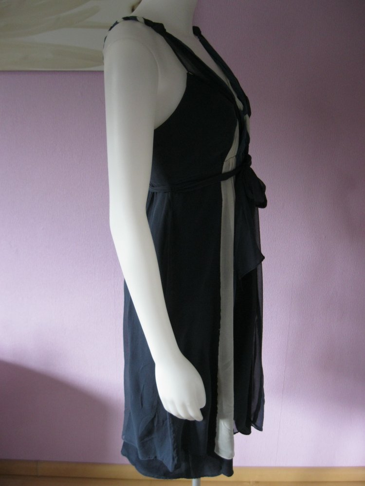 Trägerkleid # Sommerkleid # gestreift # 100% Seide # Blau / Creme # 36