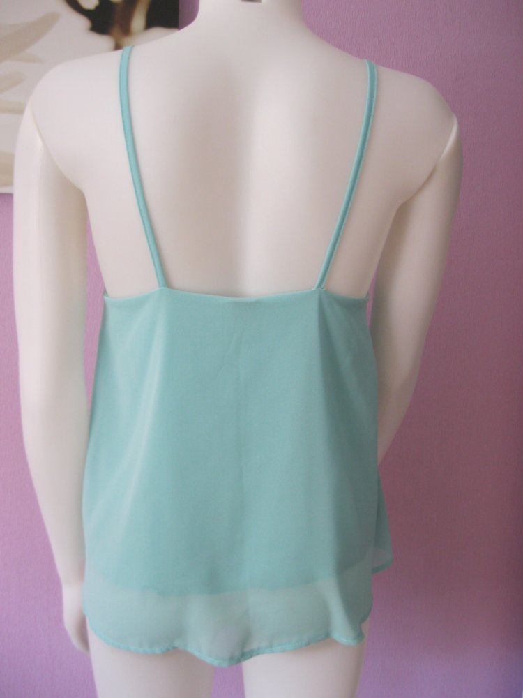 Schößchen-Top # Zebra # Spaghetti-Träger # Mintgrün # Viskose # M