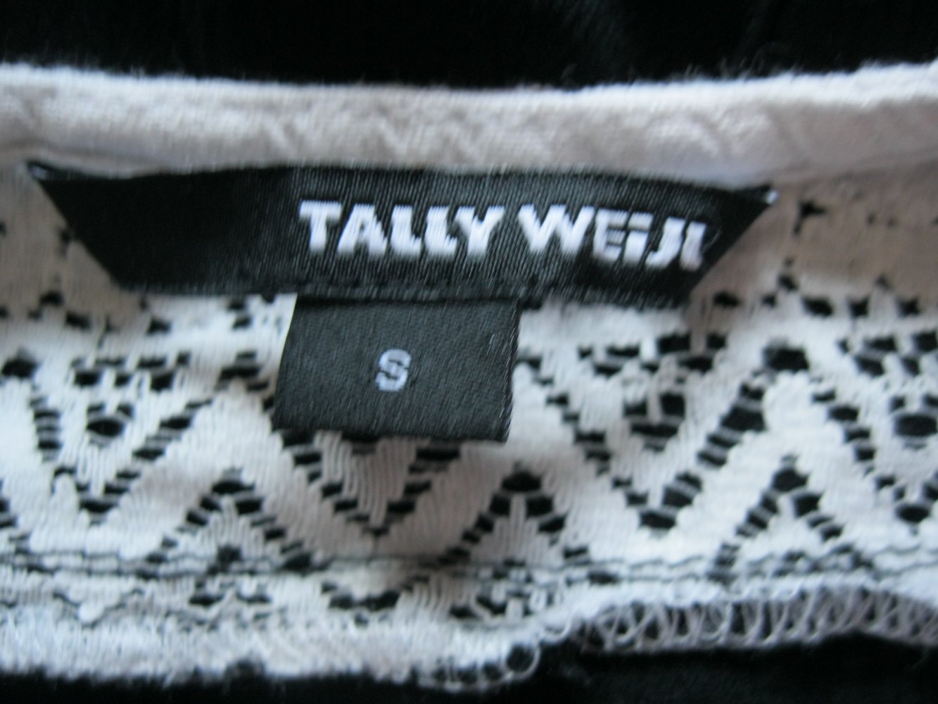 Bluse # 3/4-Ärmel # tally Weijl # Viskose # Spitze # Schwarz/Weiß # S