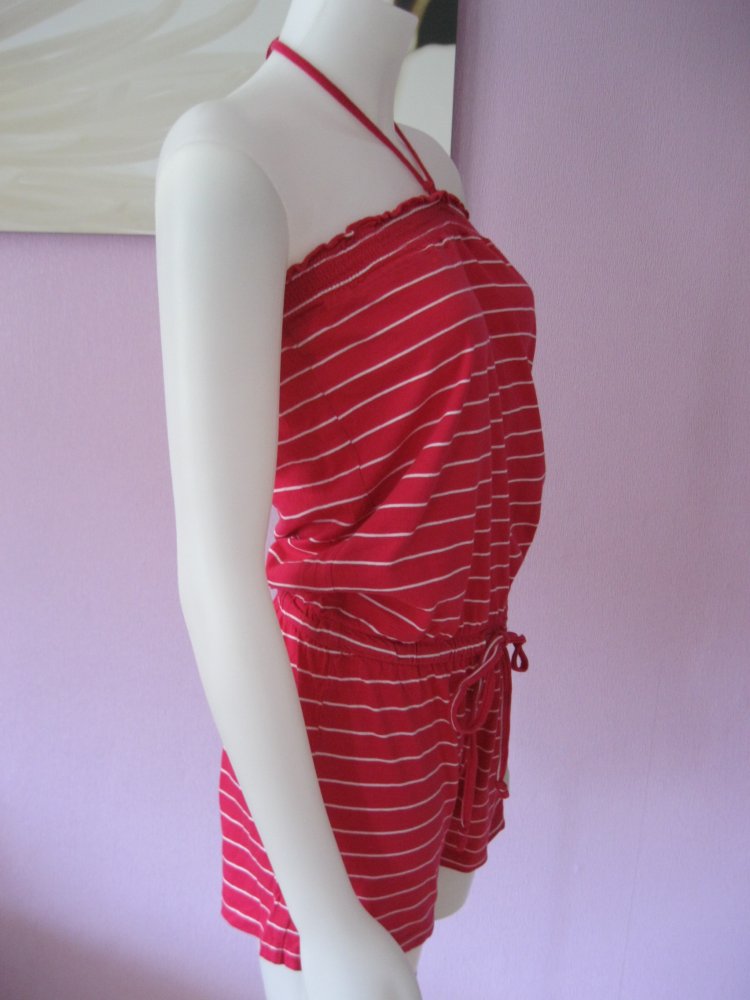 Jumpsuit # kurzer Overall # Blue Motion # gestreift # Rot/Weiß # 34 (XS)