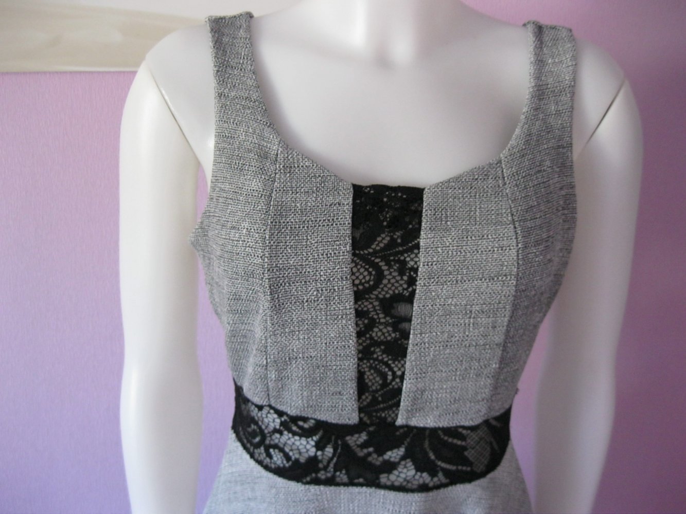 Trägerkleid # grau # Spitze # Made in Italy # 36